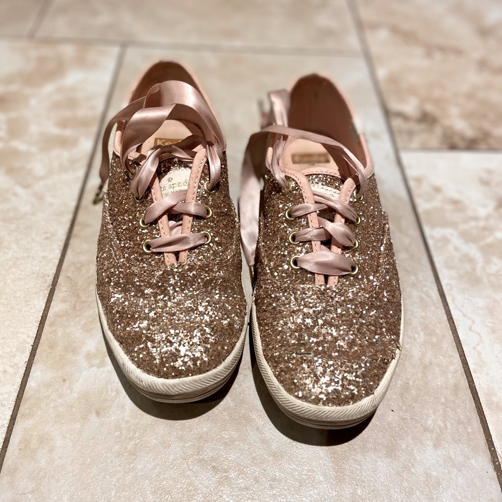 Kate Spade Rose Gold glitter shoes